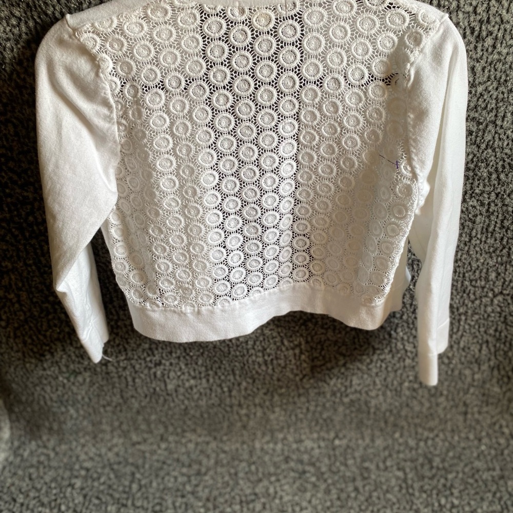 Calvin Klein White Cropped Open-Front sweater with Lace Back - Picture 8 of 8